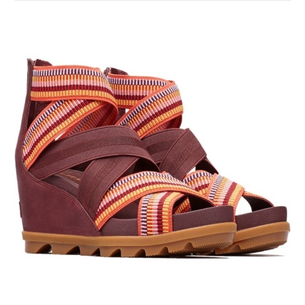 SOREL Joanie II Strap Stripes Sandal 6.5 Platform Coastal Resortwear Maximalist